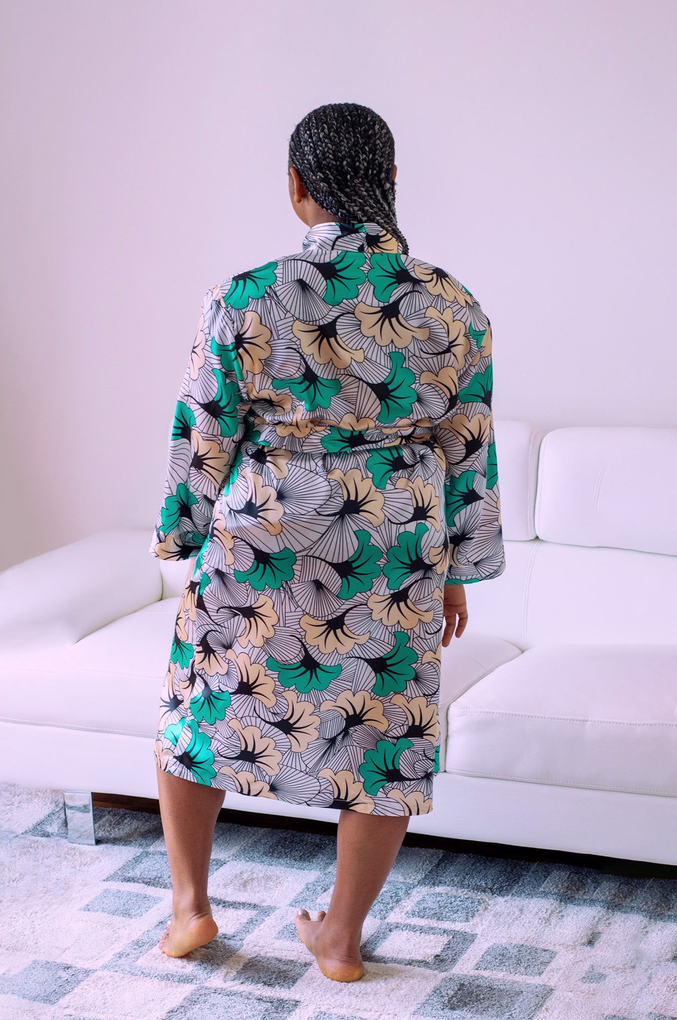 Ébène et Couleurs Styles- Peignoir satin à imprimé africain