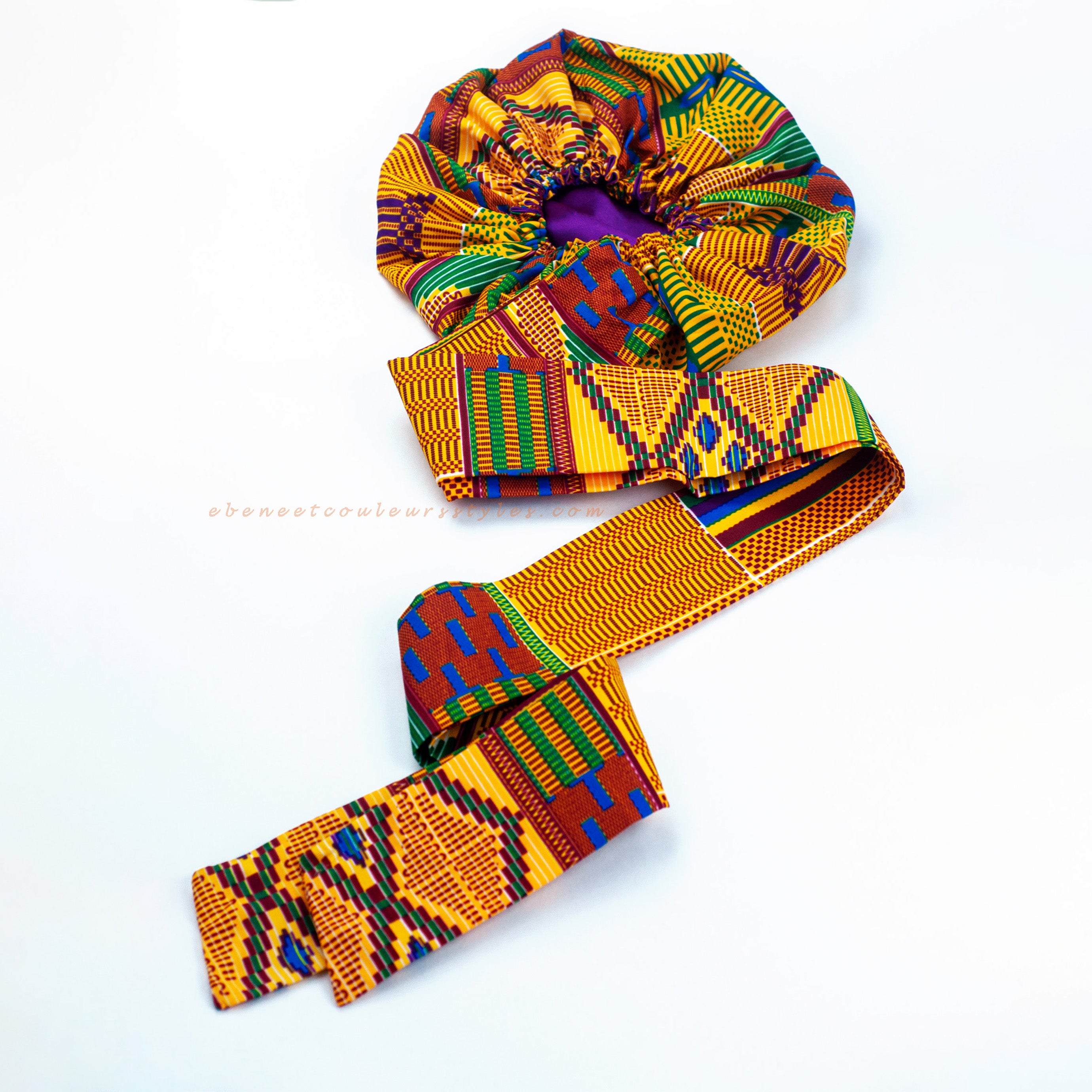 Foulard-bonnet wax/satin Pokou