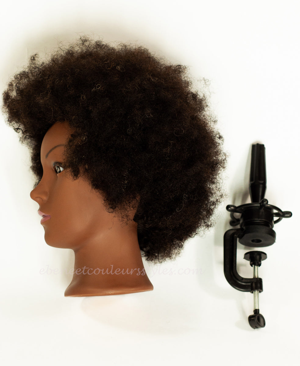 Tête de Mannequin 100 cheveux humains, coiffure afro-américaine, formation  à la coiffure, avec pince, style