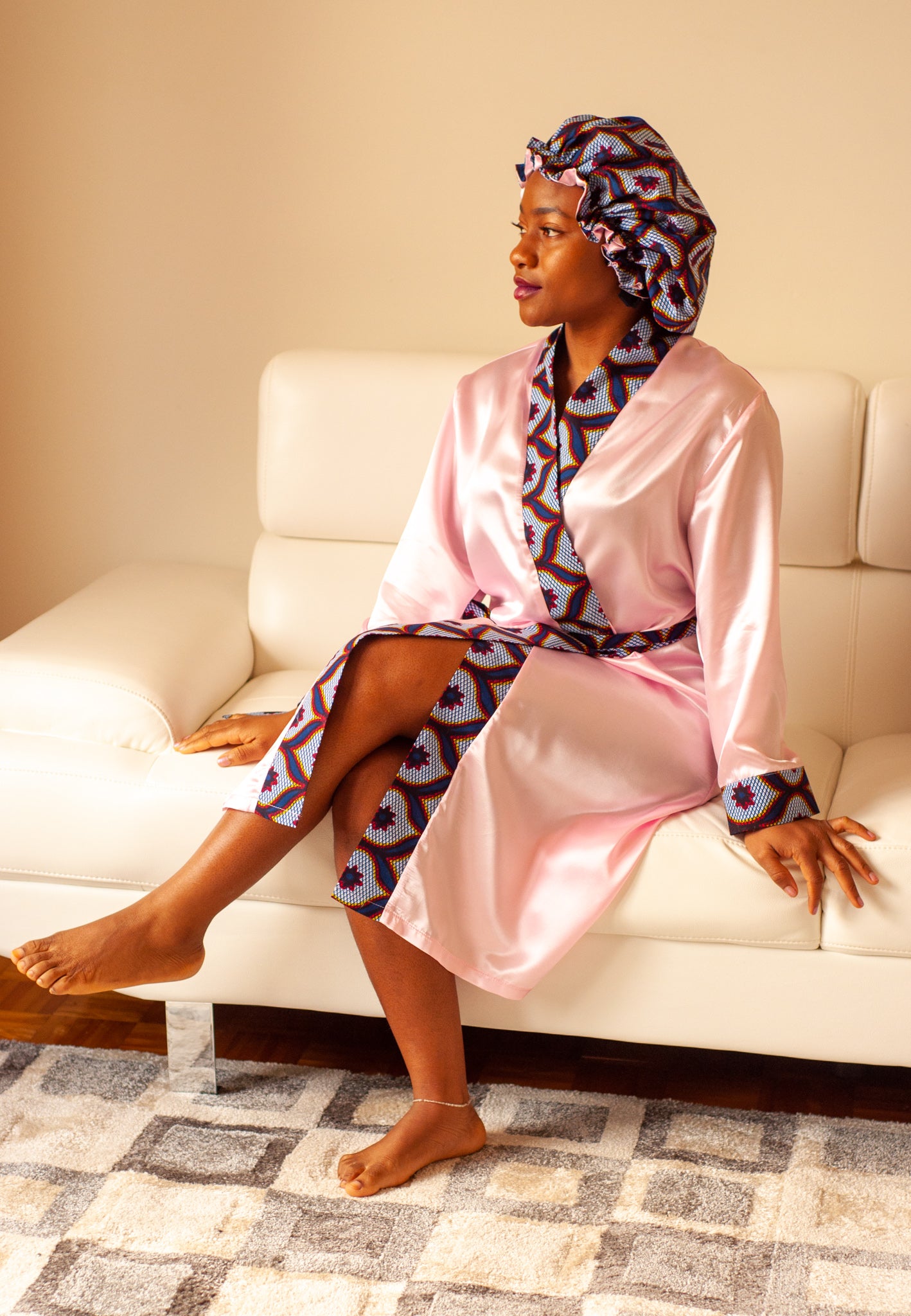 Peignoir en satin et wax Rosita.