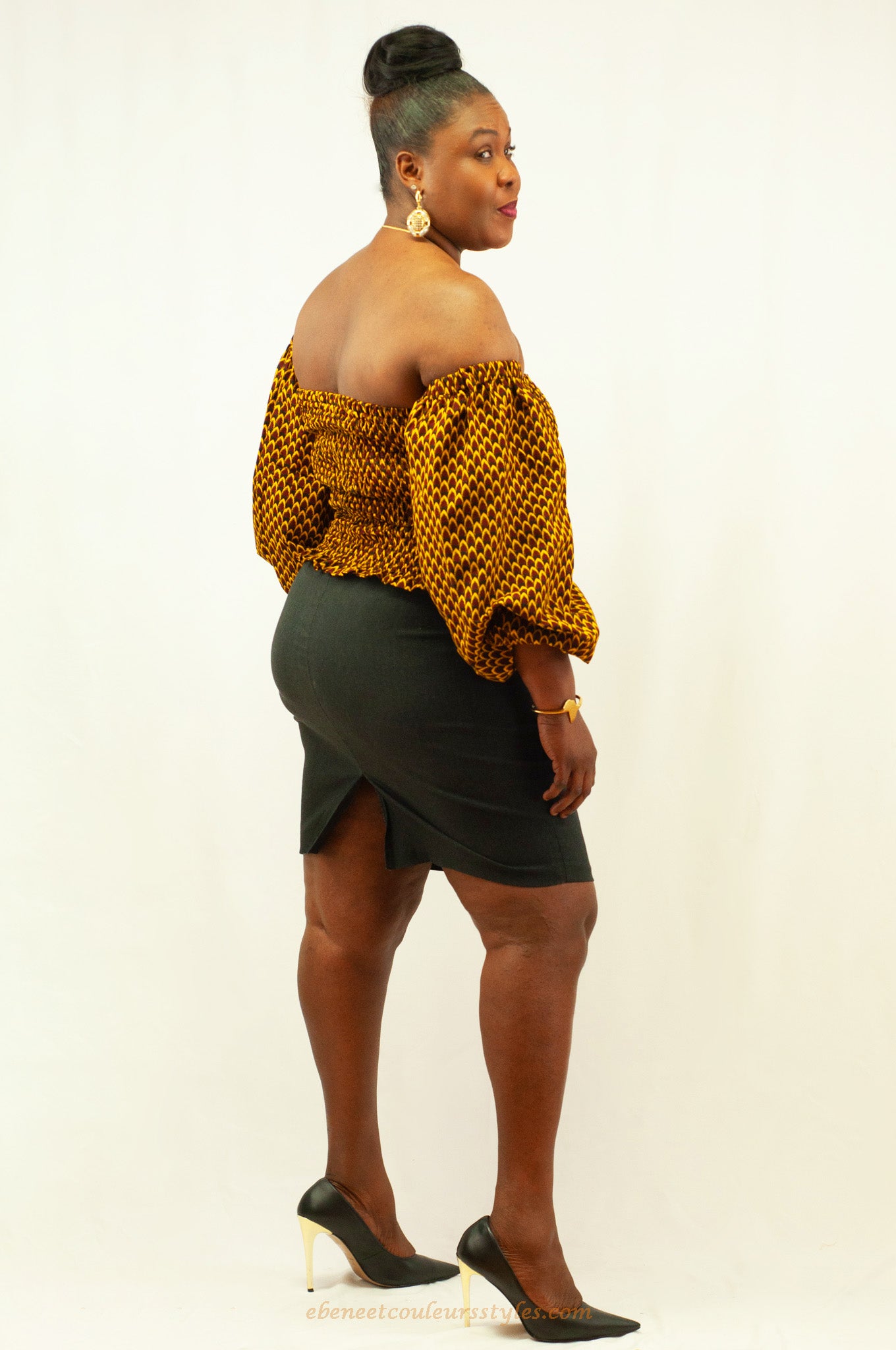 ébène et couleurs styles- haut bustier smocké en wax africain