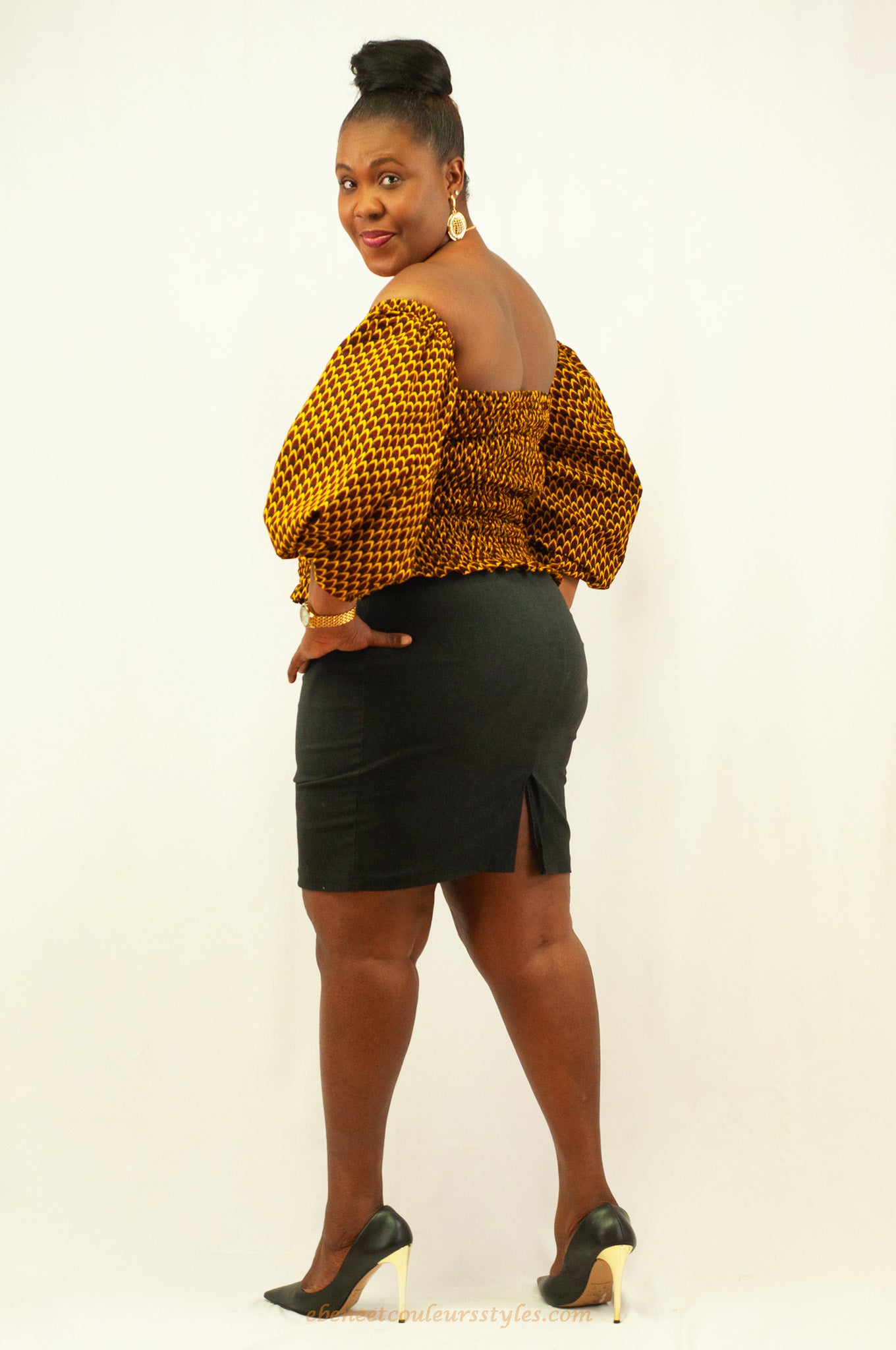 ébène et couleurs styles- haut bustier smocké en wax africain