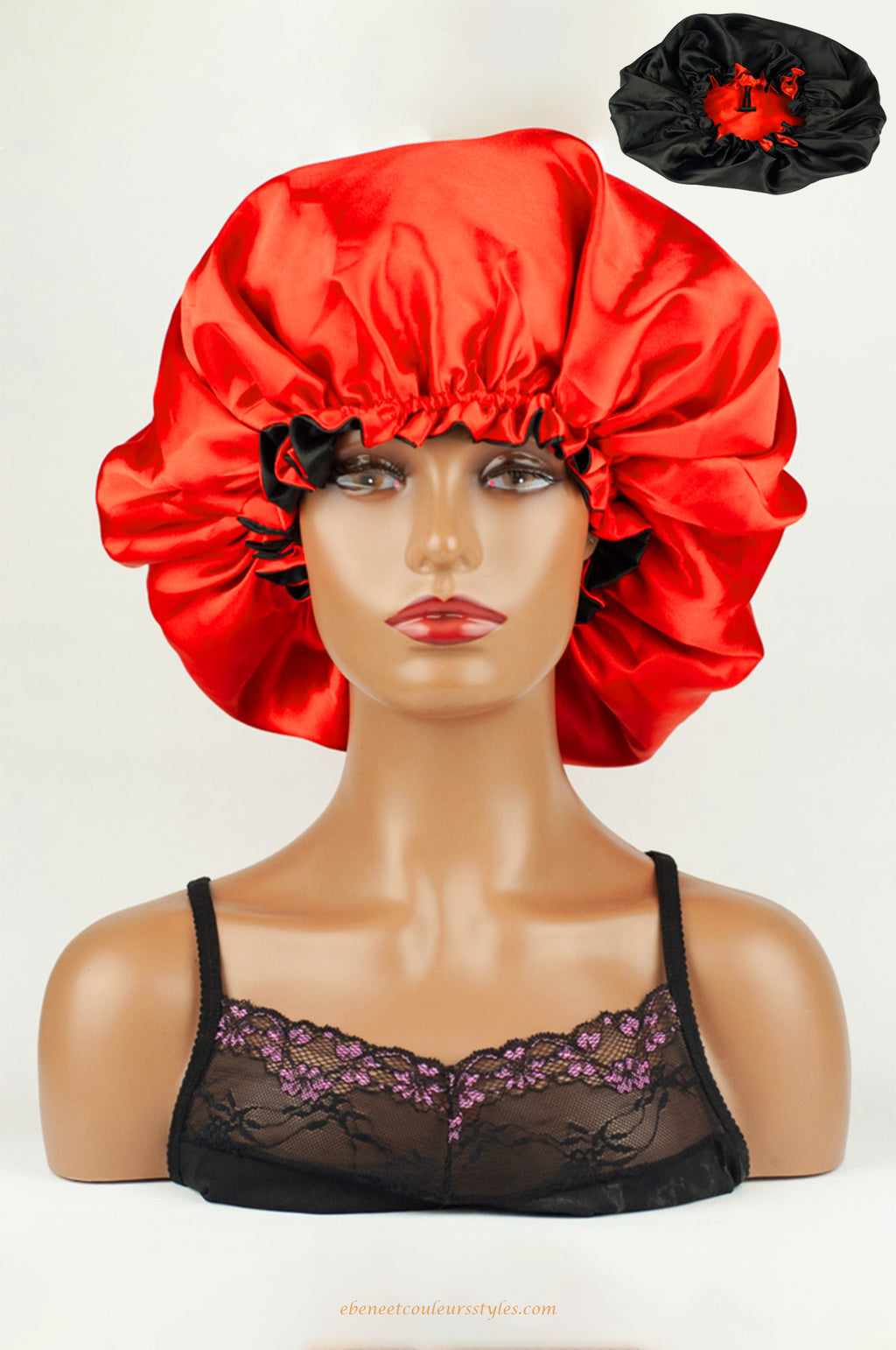 Ébène et couleurs styles- bonnet réversible à cordon réglable