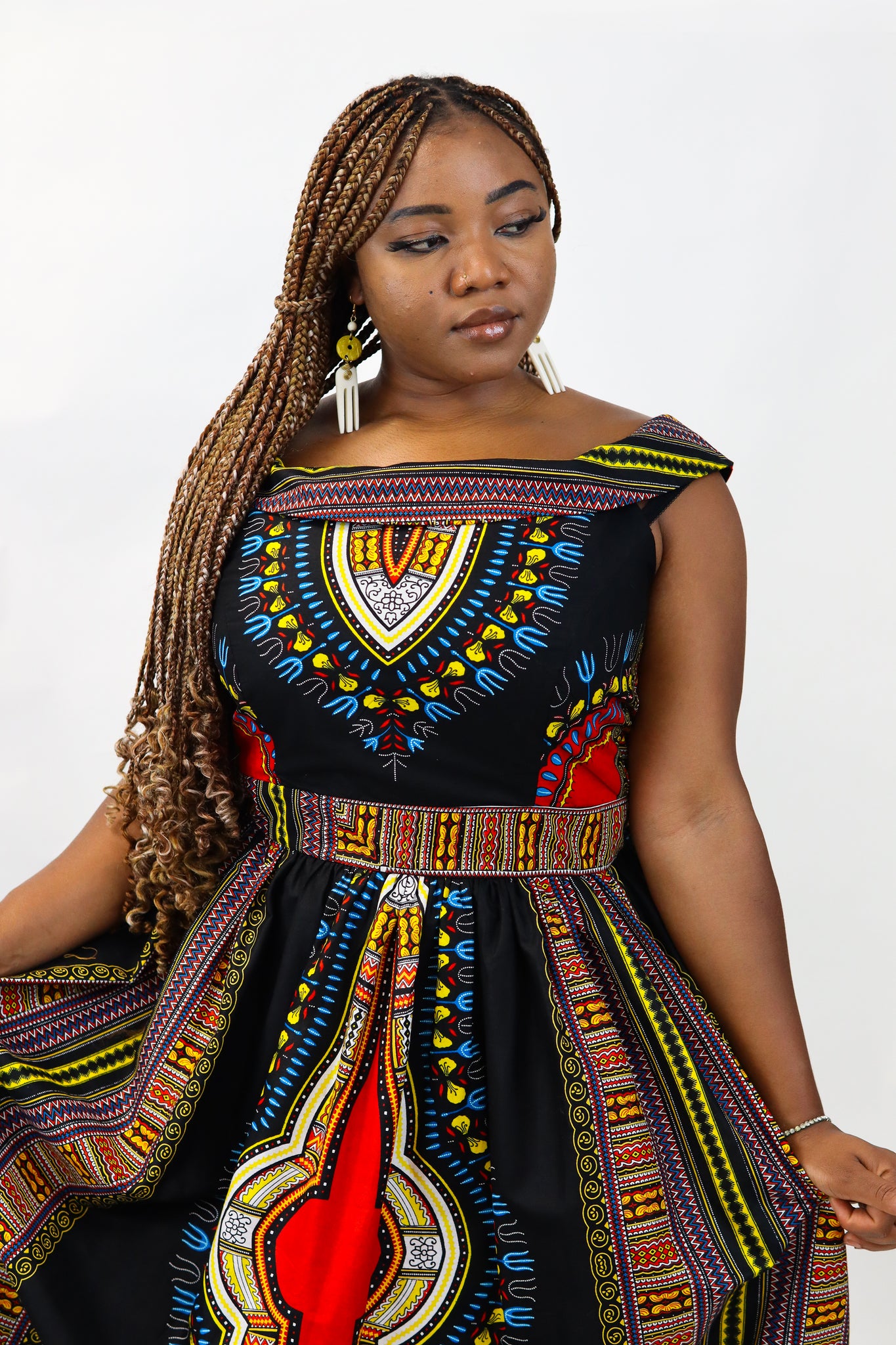 ROBE MIDI SANS MANCHES DASHIKI