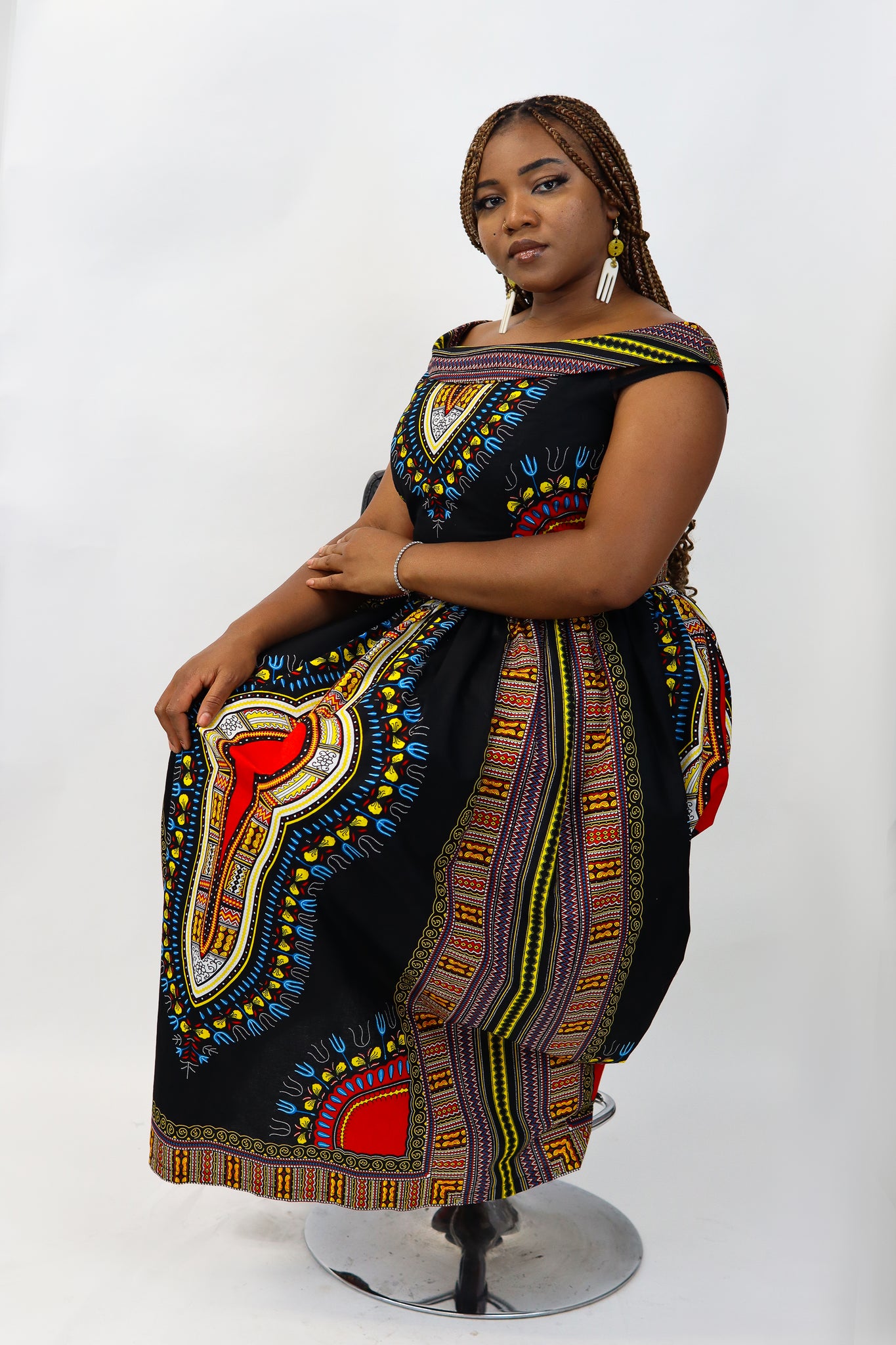 ROBE MIDI SANS MANCHES DASHIKI