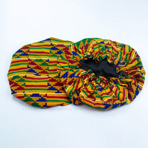 Ébène et Couleurs Styles- bonnet en wax et satin