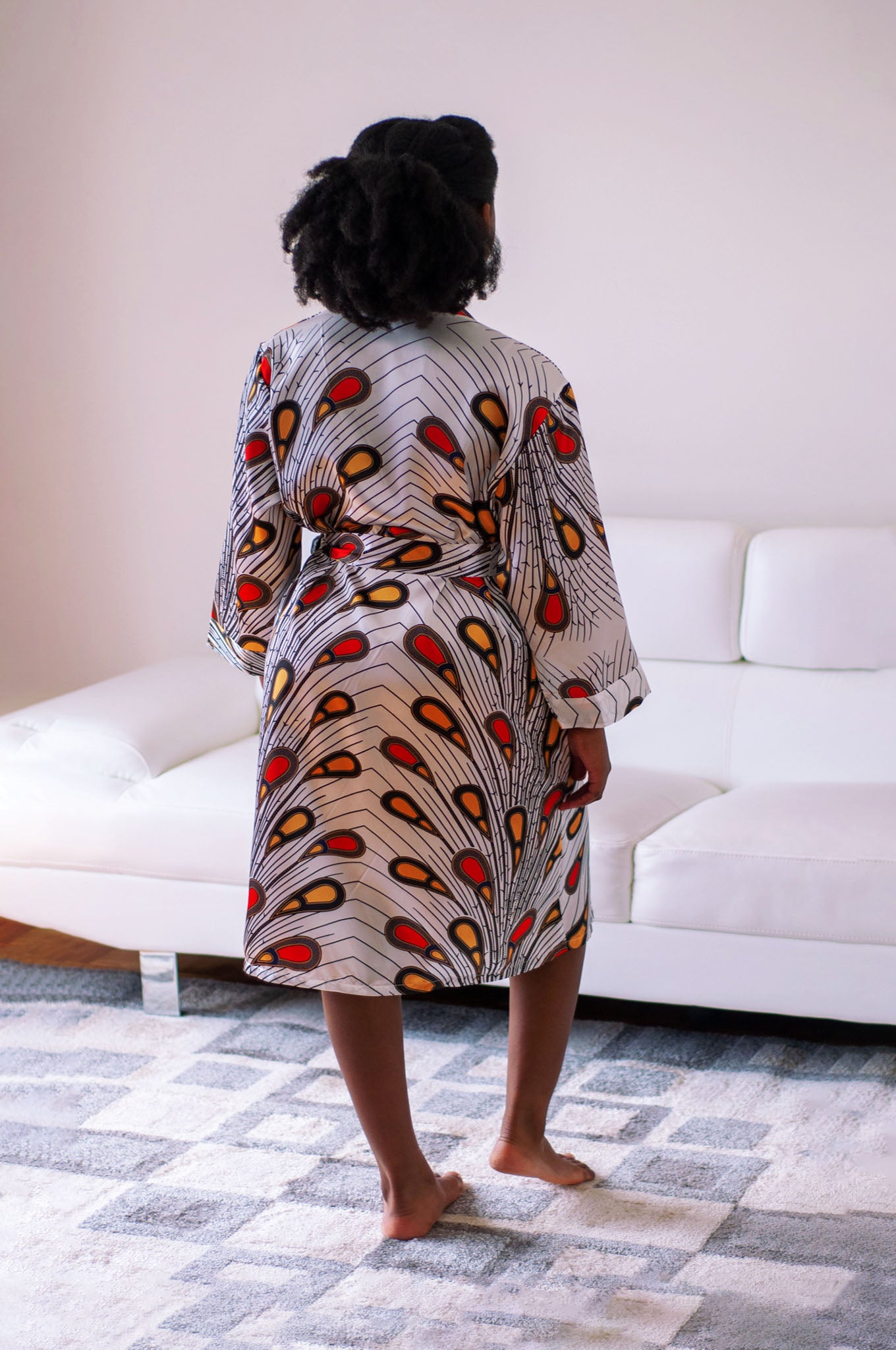 Ébène et Couleurs Styles- Peignoir satin à imprimé africain