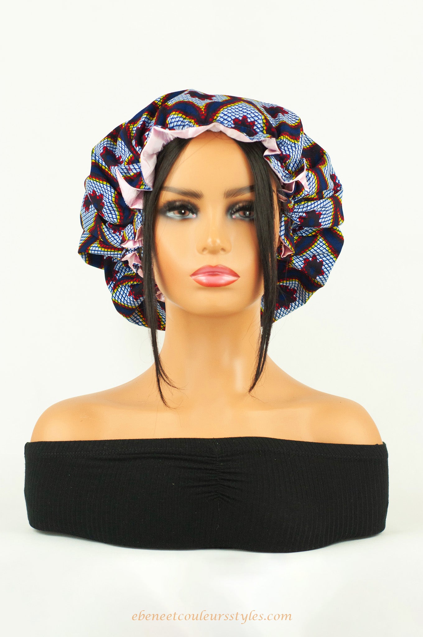 ébène et couleurs styles- bonnet wax et satin rose