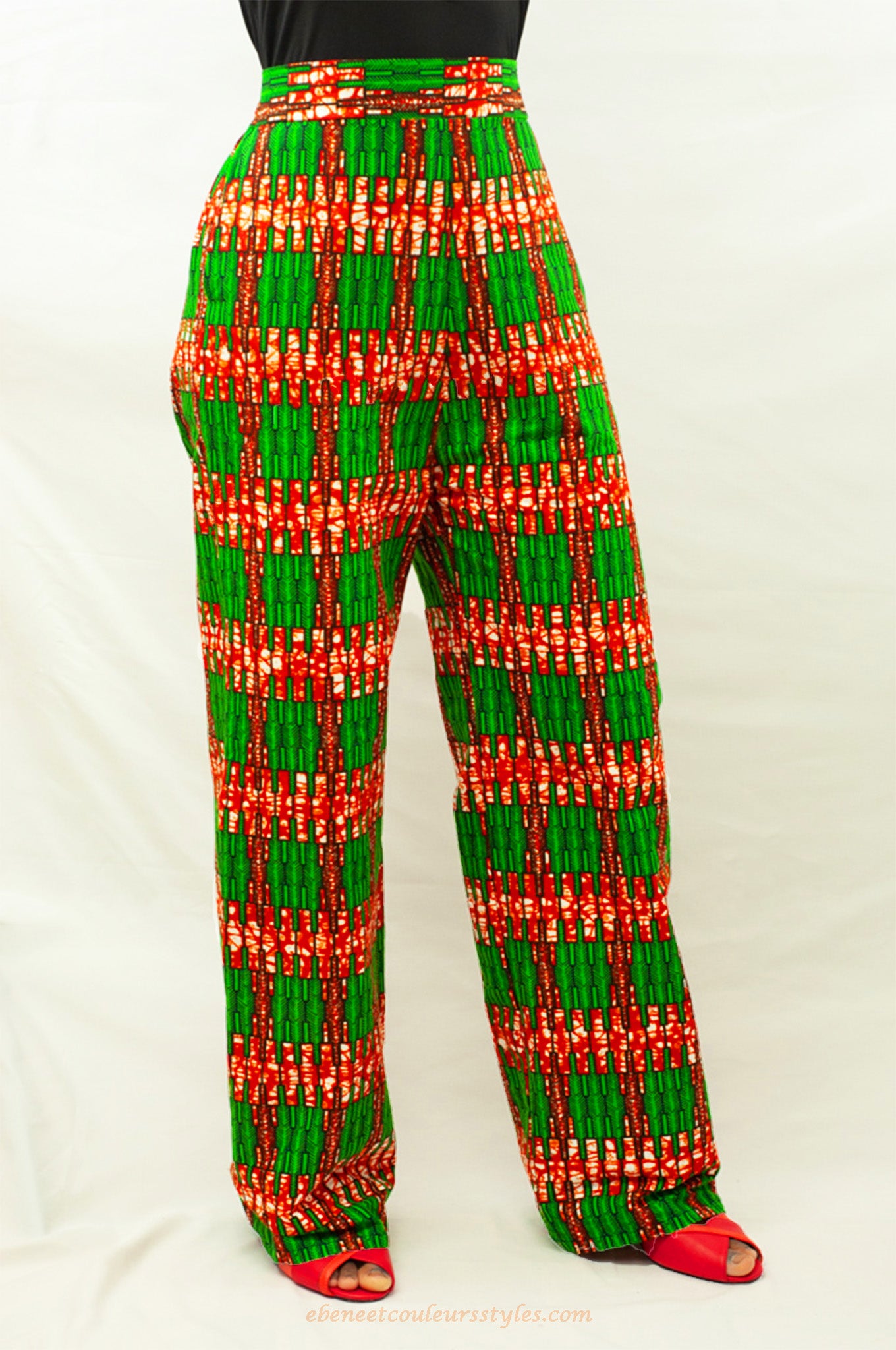 Ébène et couleurs styles-pantalon wax taille haute