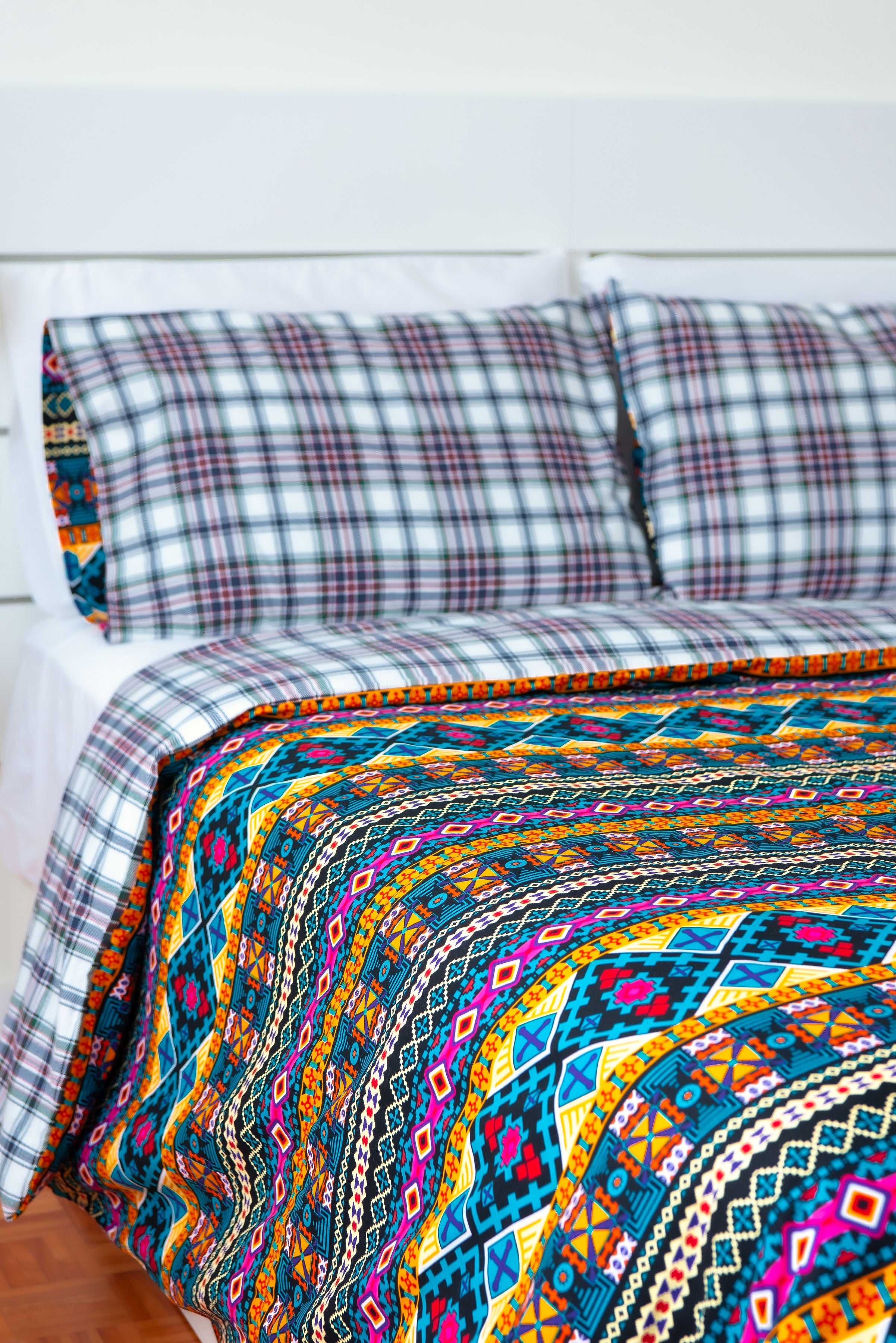 Ébène et Couleurs Styles-Housse de couette double face Aztèque