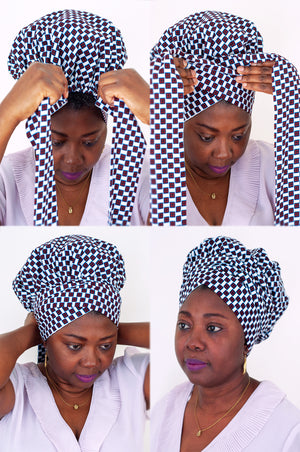 Foulard-bonnet wax/satin Amla