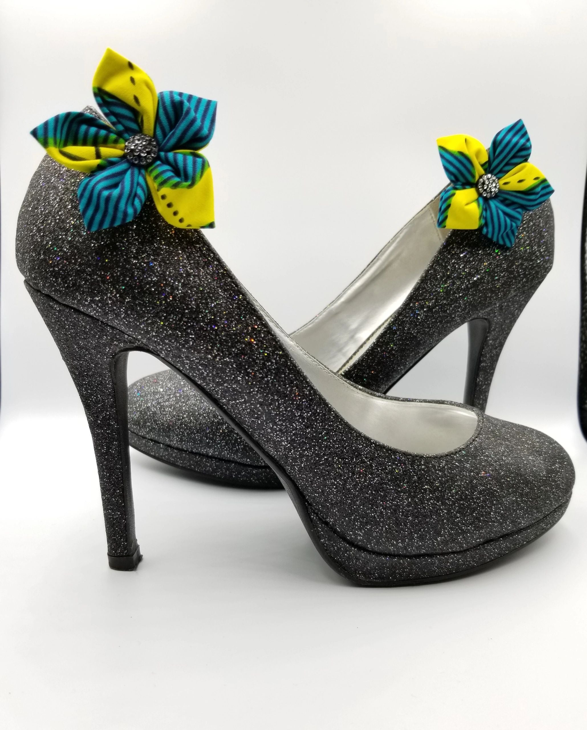 Bracelets/ clips pour chaussures amovibles vert-jaune